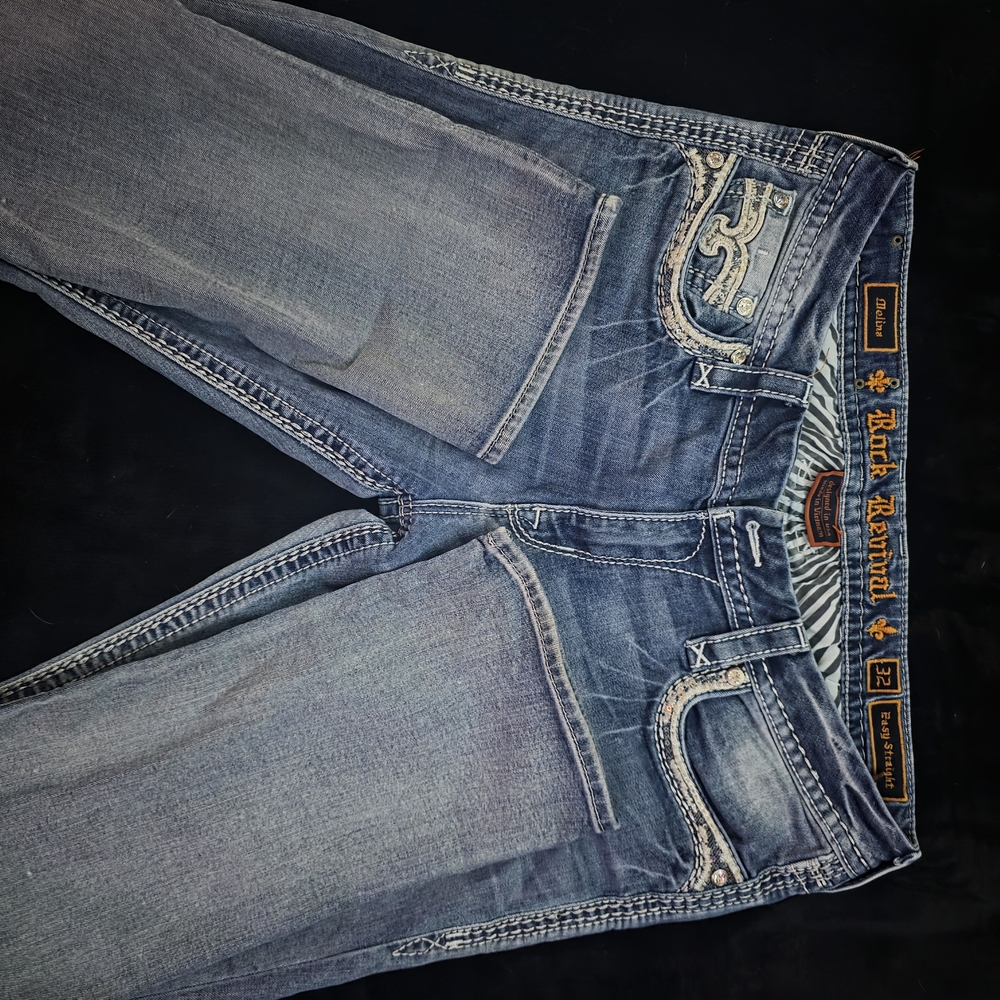 Rock Revival Embellished Blue Jeans